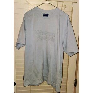 Mens WASSUP HOUSE blue  T Shirt raised lettering w/defect XL